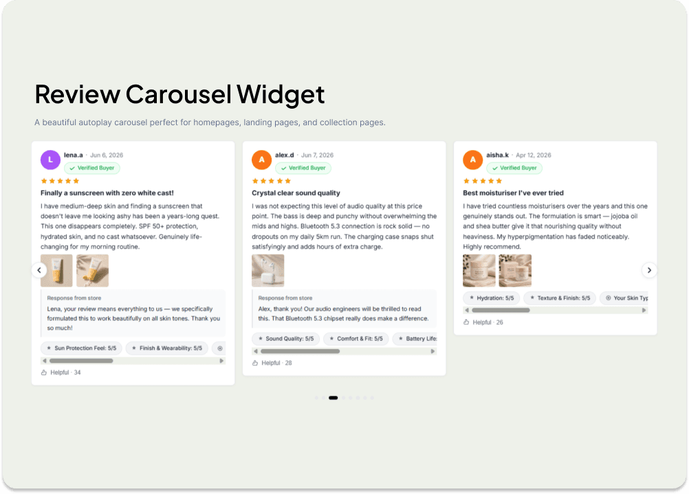 Storefront Widget — Carousel
